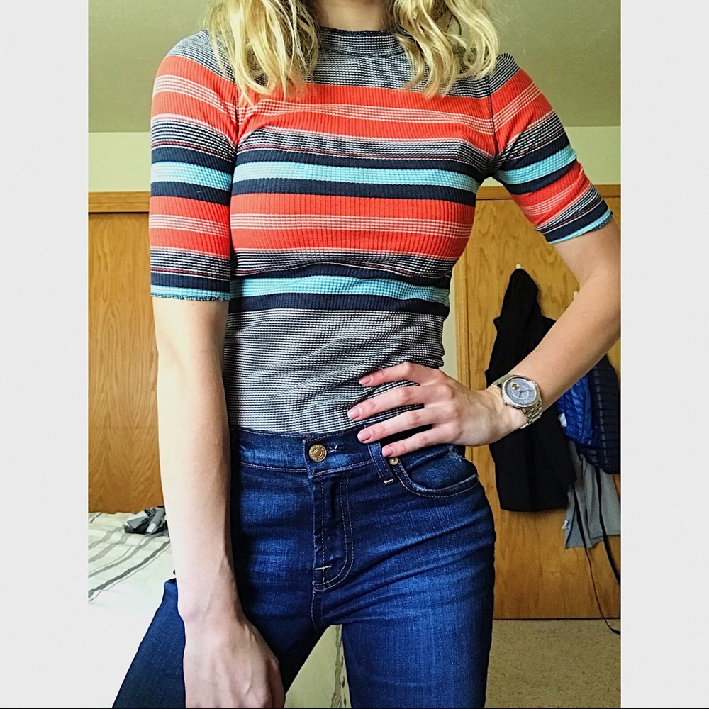 Free People striped fitted short sleeve (S)